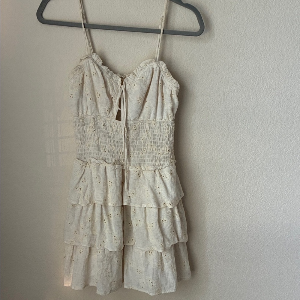 ILLA ILLA Cream Eyelet Tiered Mini Dress